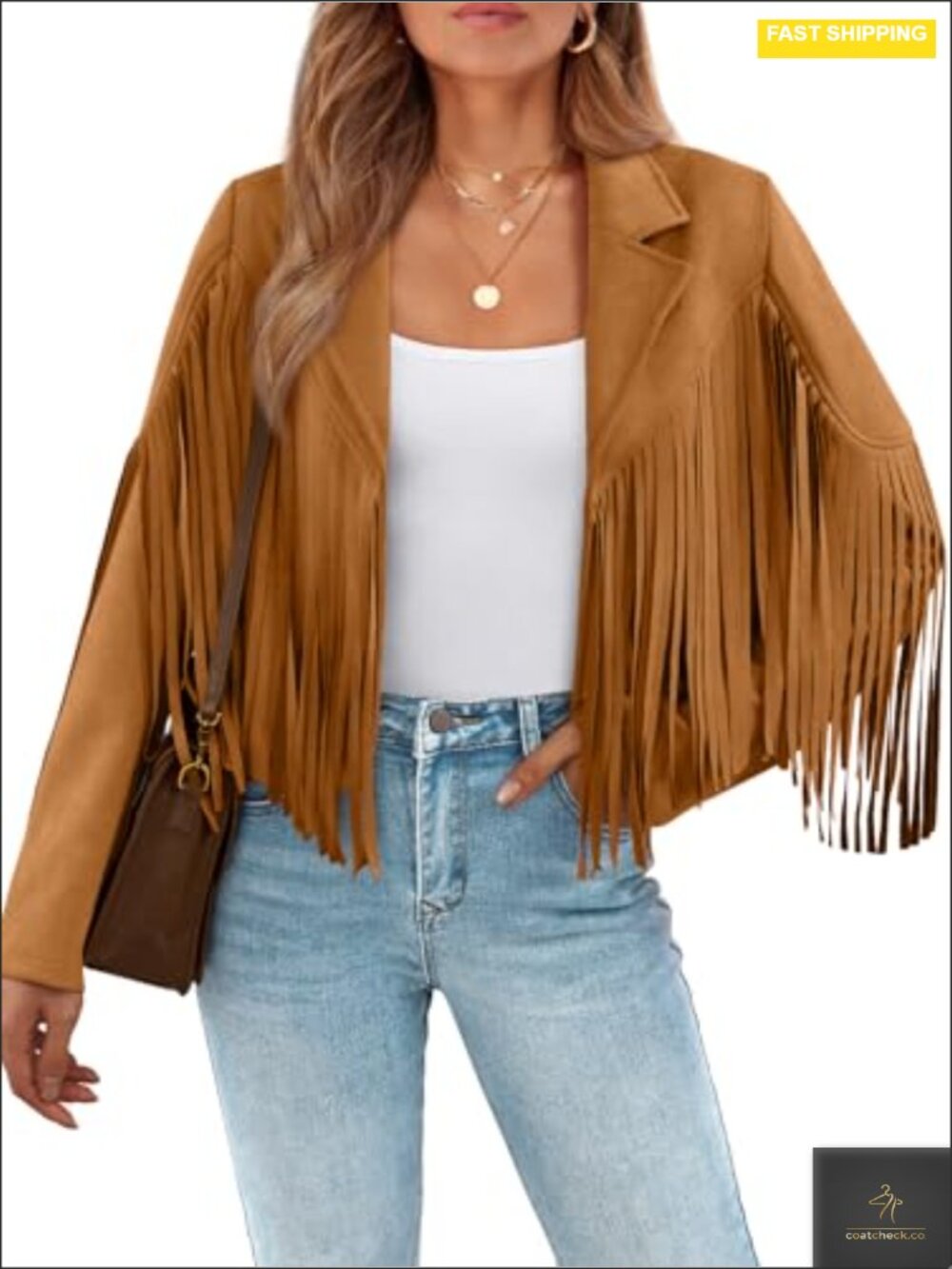 Cropped Fringe Faux Suede Leather Jacket Moto Biker Western